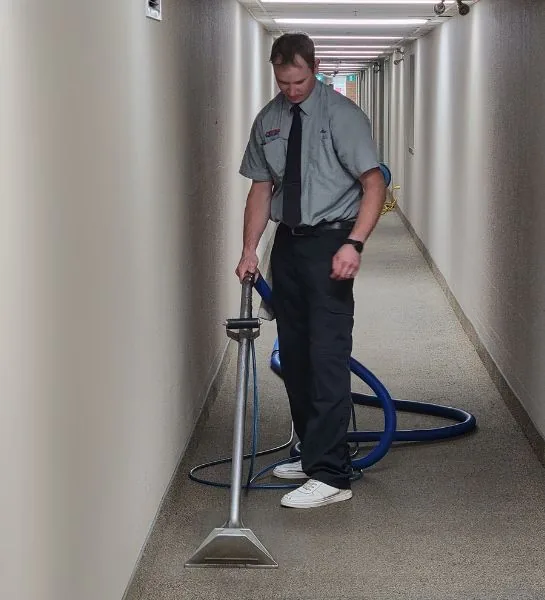 Prestige Carpet Cleaning Technician at work