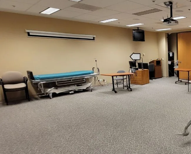 Empty medical examination room interior