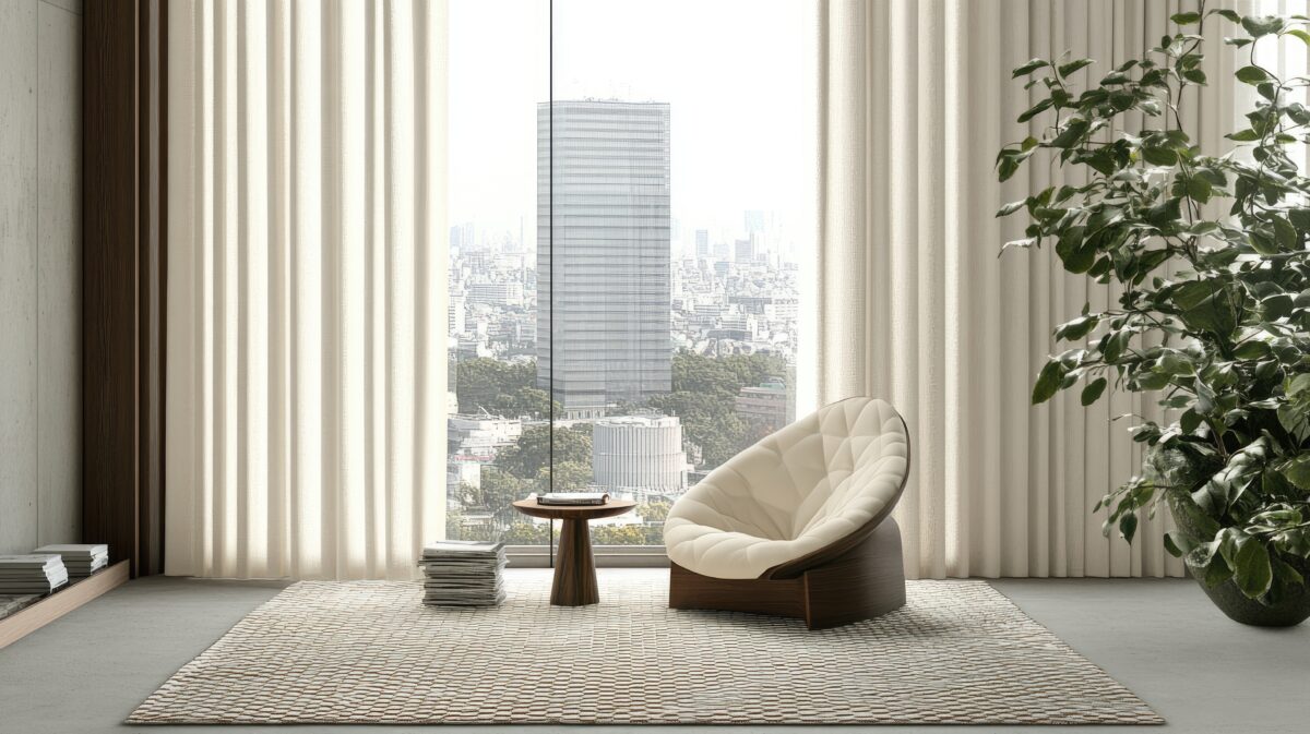 polypropylene area rug ★ Prestige Carpet Cleaning Modern luxury room with curtain drapes layered in white and beige and soft polypropylene rug